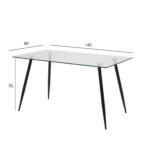 Söögilaud WILMA 140x80xH75cm, must, lauaplaat: 10mm klaas, jalad: metall Söögilauad ACTONA