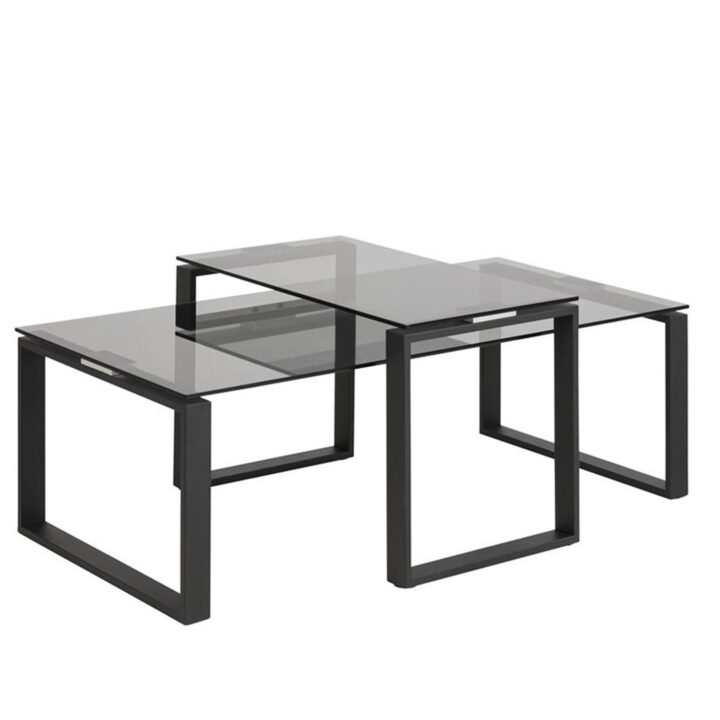 Diivanilauad 2tk KATRINE 115x55xH37,5cm, 69x40xH45cm, suitsuhall, materjal: klaas, metall Diivanilauad ja abilauad ACTONA