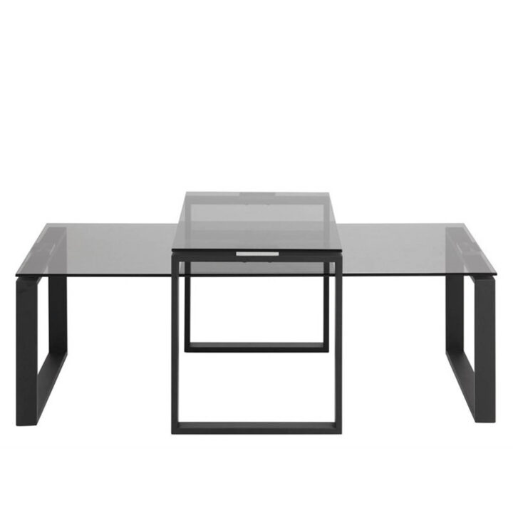 Diivanilauad 2tk KATRINE 115x55xH37,5cm, 69x40xH45cm, suitsuhall, materjal: klaas, metall Diivanilauad ja abilauad ACTONA