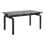 Söögilaud HUDDERSFIELD 160/240x85xH76cm, must klaas, metalljalad Söögilauad ACTONA