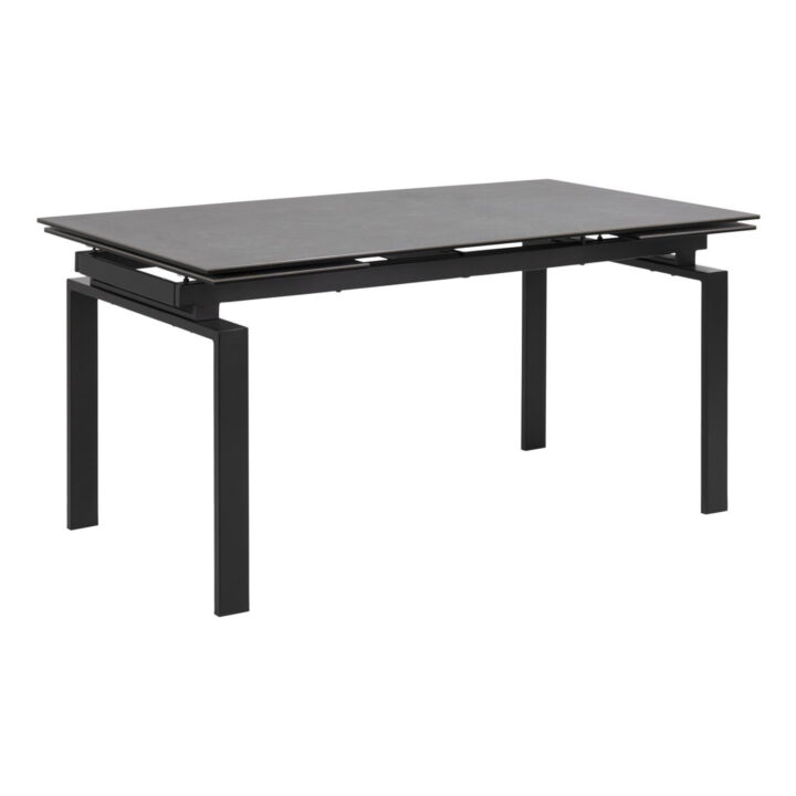 Söögilaud HUDDERSFIELD 160/240x85xH76cm, must klaas, metalljalad Söögilauad ACTONA