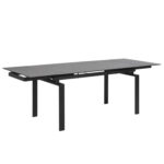Söögilaud HUDDERSFIELD 160/240x85xH76cm, must klaas, metalljalad Söögilauad ACTONA