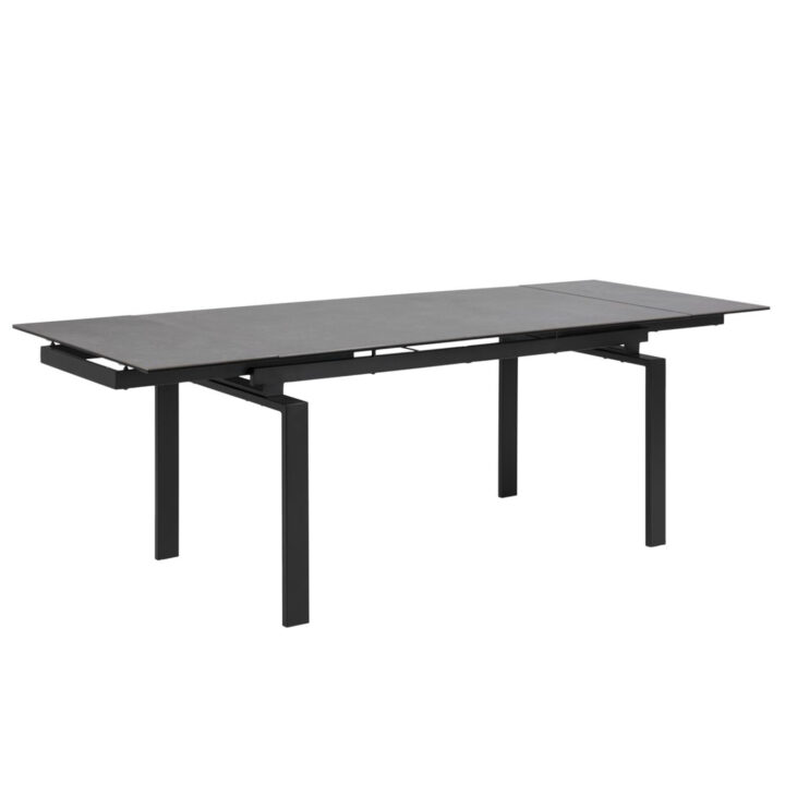 Söögilaud HUDDERSFIELD 160/240x85xH76cm, must klaas, metalljalad Söögilauad ACTONA