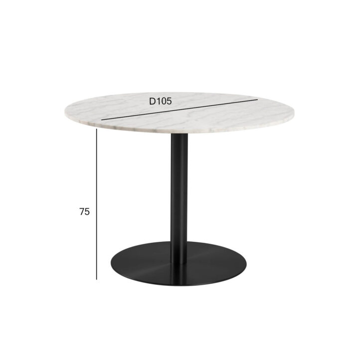 Söögilaud CORBY D105xH75cm, valge marmor/must Söögilauad ACTONA