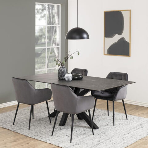 Söögilaud HEAVEN 200x100xH75.5cm, klaas/keraamika Fairbanks black Söögilauad ACTONA