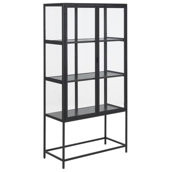 Vitriinkapp SEAFORD 77x35xH150cm, 2-klaasuksega, 3-riiuliga, must Kapid, kummutid ja riiulid ACTONA
