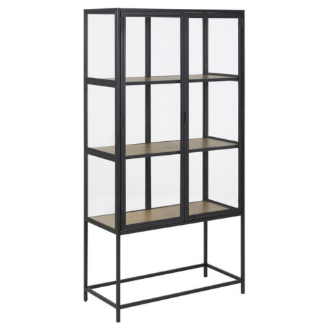 Vitriinkapp SEAFORD 77x35xH150cm, 2-klaasuksega, 3-riiuliga, tamm/must Kapid, kummutid ja riiulid ACTONA