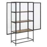 Vitriinkapp SEAFORD 77x35xH150cm, 2-klaasuksega, 3-riiuliga, tamm/must Kapid, kummutid ja riiulid ACTONA