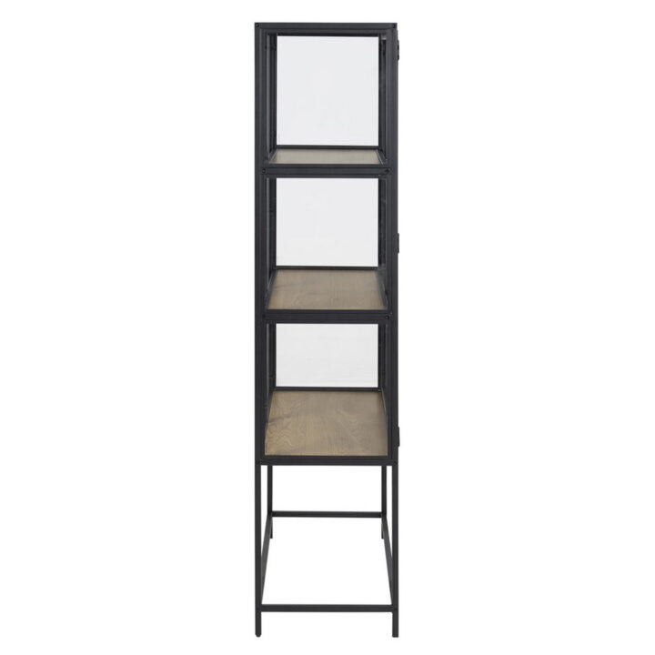 Vitriinkapp SEAFORD 77x35xH150cm, 2-klaasuksega, 3-riiuliga, tamm/must Kapid, kummutid ja riiulid ACTONA
