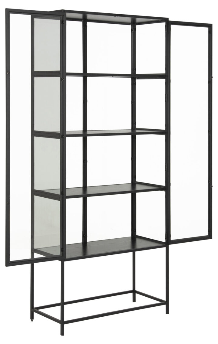 Vitriinkapp SEAFORD 77x35xH185,6cm, must Elutoamööbel ACTONA