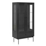 Vitriinkapp ANGUS 75x37x152cm, must, raam/riiulid: must saare melamiin, alus: metall Elutoamööbel ACTONA