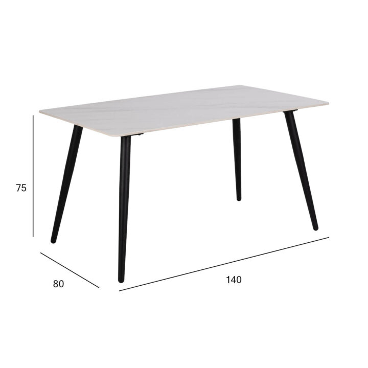 Söögilaud WICKLOW 140x80xH75cm, valge, keraamiline plaat, metall Söögilauad ACTONA