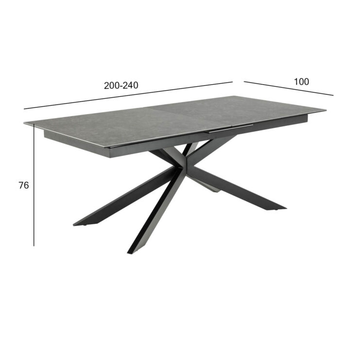 Söögilaud IRWINE 200/240x100xH76cm, must Söögilauad ACTONA