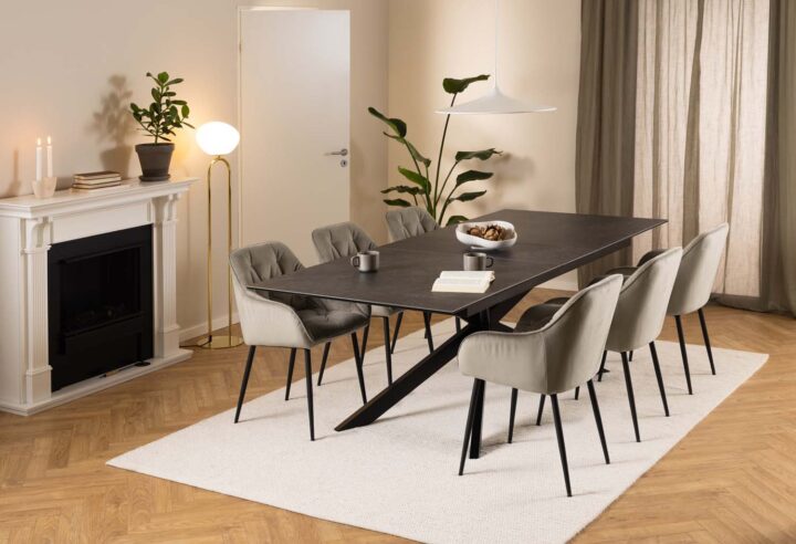 Söögilaud IRWINE 200/240x100xH76cm, must Söögilauad ACTONA
