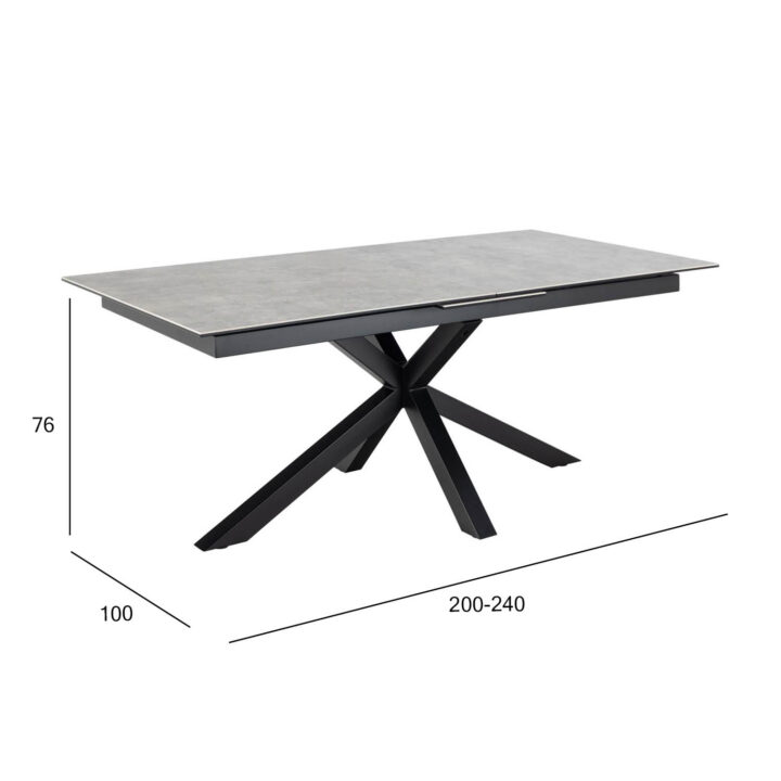 Söögilaud HEAVEN 200/240x100xH76cm, hall, keraamiline plaat Söögilauad Söögilauad
