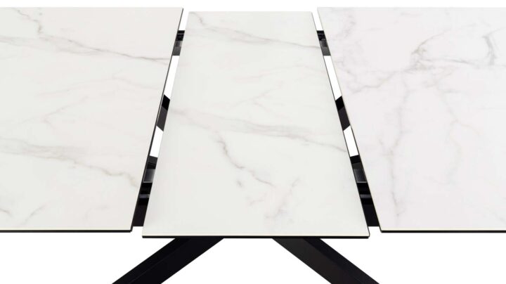 Söögilaud IRWINE 200/240x100xH76cm, valge, keraamiline plaat, teras Söögilauad Söögilauad