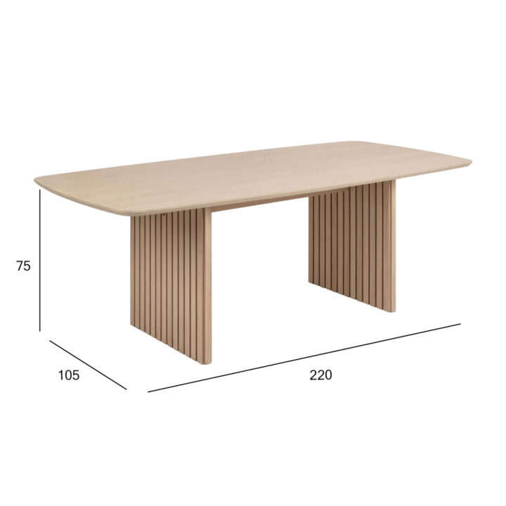 Söögilaud CHRISTO 220x105xH75cm, beež, tammespoon, MDF Söögilauad Söögilauad