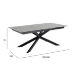 Söögilaud IRWINE 200/240x100xH76cm, hall, keraamiline plaat, teras Söögilaua komplektid Söögilaua komplektid