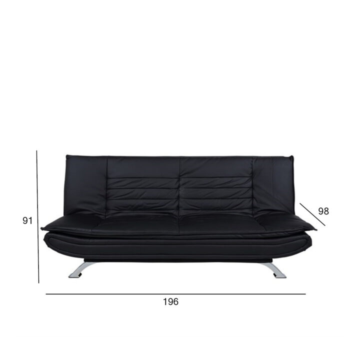 Diivanvoodi FAITH 196x98xH91cm, kattematerjal: kunstnahk, värvus: must, jalad: metall, värvus: kroom Diivanvoodid ACTONA