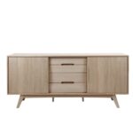 Kummut MARTE 180x44xH84cm, 4-sahtliga ja 2-uksega, materjal: täispuit/tammespoon, viimistlus: õlitatud valge pigmendiga Elutoamööbel ACTONA