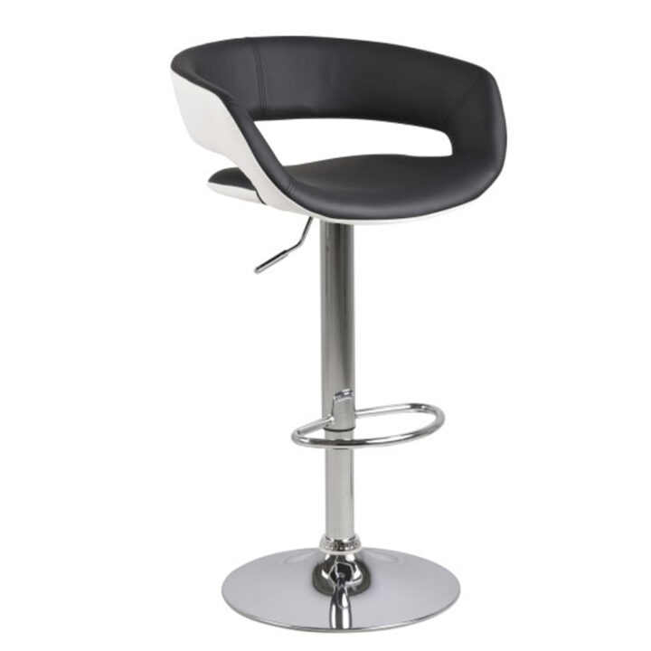 Baaritool GRACE 54,5×48,5xH104cm, iste ja seljatugi: kunstnahk, värvus: must/valge, jalg: kroomitud Baaripukid ja baarilauad ACTONA