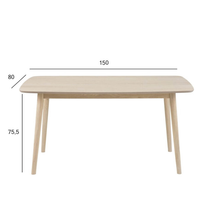Söögilaud NAGANO 150x80xH75,5cm, lauaplaat: puit / tammespoon, jalad: täispuit, viimistlus: õlitatud valge pigmendiga Söögilauad ACTONA