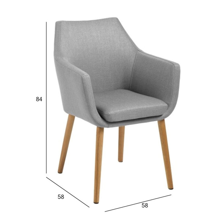 Tool/tugitool NORA 58x58xH84cm, iste ja seljatugi: kangas, värvus: helehall, jalad: tamm, viimistlus: õlitatud Söögilauatoolid, taburetid, pingid ACTONA