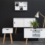 Öökapp MITRA 40x30xH61,5cm, sahtliga, valge/tamm, materjal: MDF, jalad: tamm, lakitud Magamistuba ACTONA