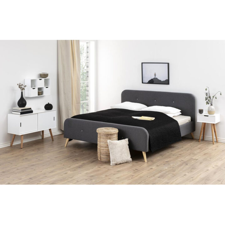 Öökapp MITRA 40x30xH61,5cm, sahtliga, valge/tamm, materjal: MDF, jalad: tamm, lakitud Magamistuba ACTONA