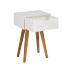 Öökapp MITRA 40x30xH61,5cm, sahtliga, valge/tamm, materjal: MDF, jalad: tamm, lakitud Magamistuba ACTONA