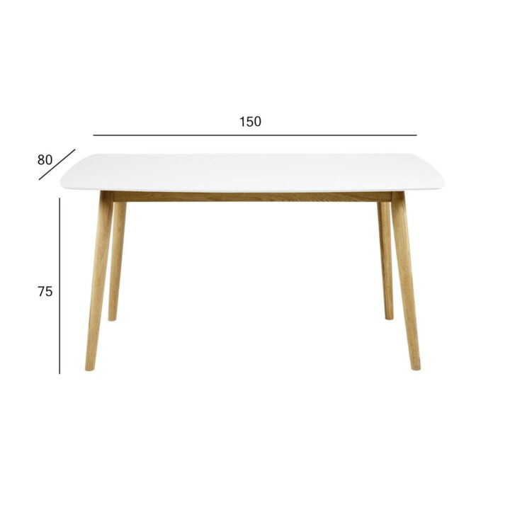 Söögilaud NAGANO 150x80xH75cm, lauaplaat: puit, värvus: valge, viimistlus: lakitud, jalad: täispuit Söögilauad ACTONA