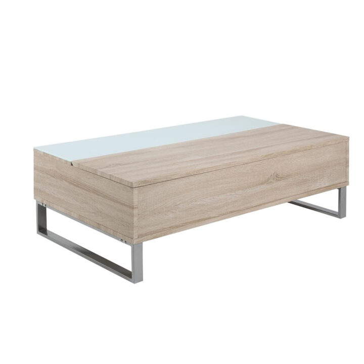 Diivanilaud AZALEA 110x60x35cm, lauaplaat: mööbliplaat/valge klaas 5mm, värvus: tamm, jalg: kroomitud metall Diivanilauad ja abilauad ACTONA