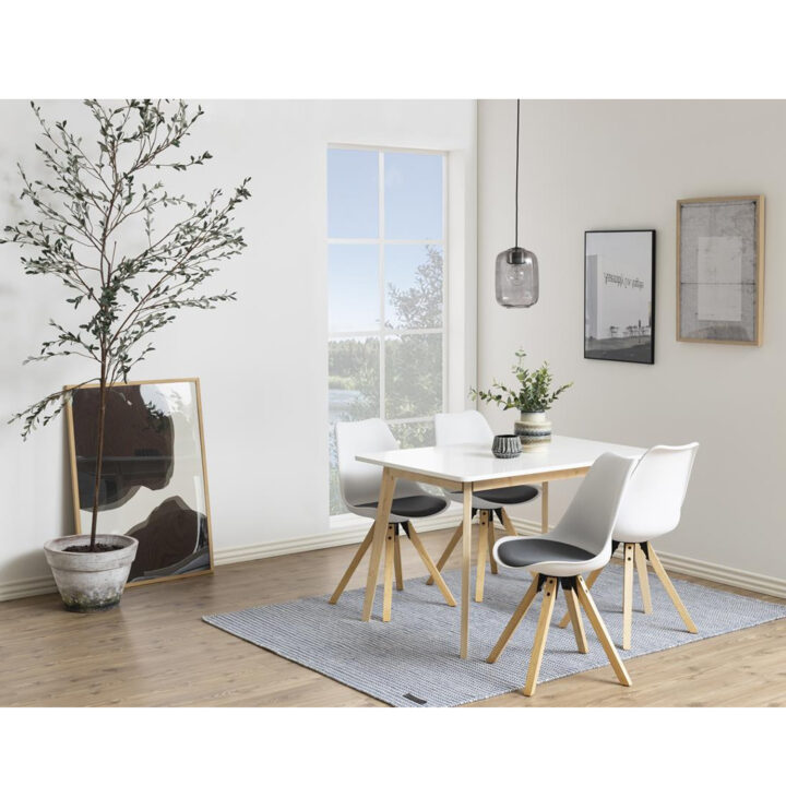 Söögilaud RAVEN 120x80xH75,5cm,  lauaplaat: puit, värvus: valge, jalad: kask, viimistlus: lakitud Söögilauad ACTONA