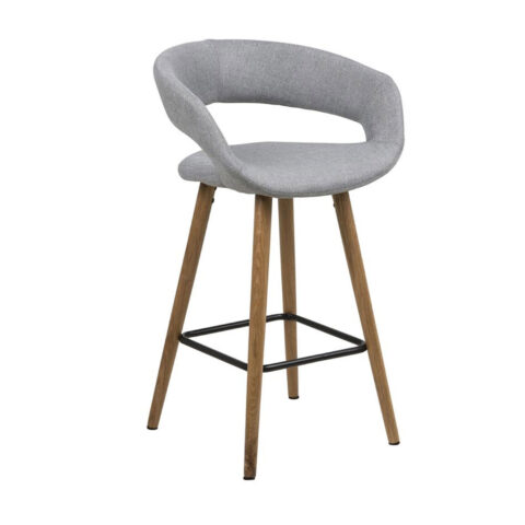 Baaritool madal GRACE 55×46,5xH98cm, iste ja seljatugi: kangas, värvus: helehall, jalad: tamm, viimistlus: õlitatud Baaripukid ja baarilauad ACTONA
