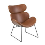 Tugitool CAZAR 69x80xH90,5cm, iste ja seljatugi: kunstnahk, värvus: brändi, raam: must metall Elutoamööbel ACTONA