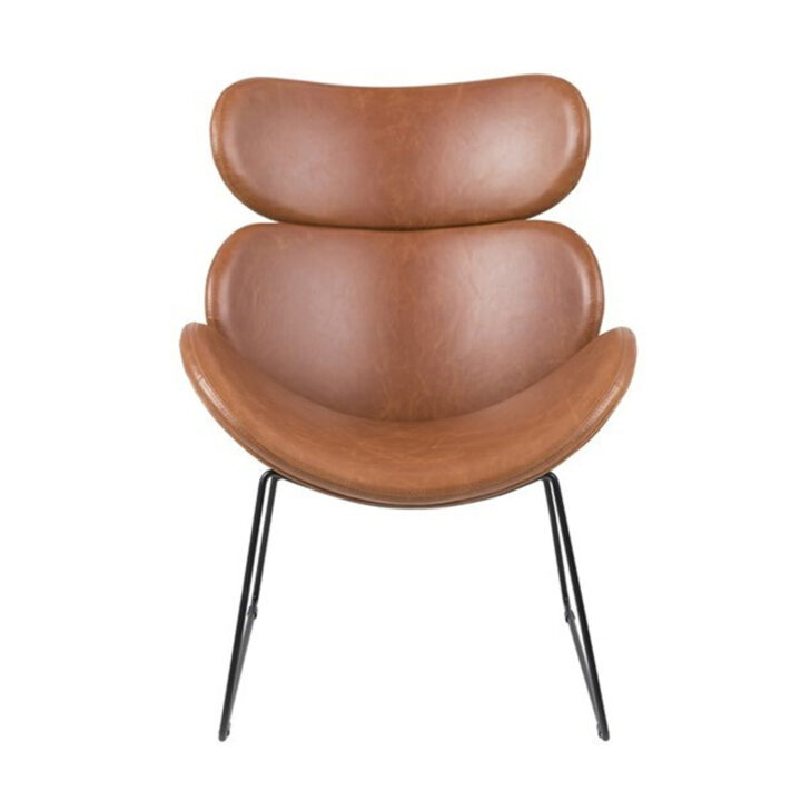 Tugitool CAZAR 69x80xH90,5cm, iste ja seljatugi: kunstnahk, värvus: brändi, raam: must metall Elutoamööbel ACTONA