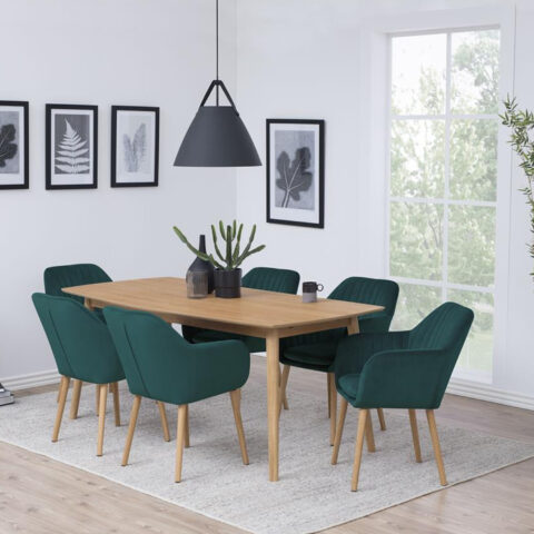 Tool EMILIA 57x59xH83cm, iste ja seljatugi: kangas, värvus: sinakasroheline, jalad: tamm, viimistlus: õlitatud Söögituba ACTONA