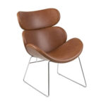 Tugitool CAZAR 69×78,5xH90,5cm, iste ja seljatugi: kunstnahk, värvus: brändi, raam: kroomitud metall Elutoamööbel ACTONA
