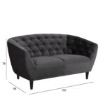 Diivan RIA 84x150xH78cm, 2-kohaline, kattematerjal: kangas, värvus: tumehall, jalad: kummipuu, värvus: must Diivanid ACTONA
