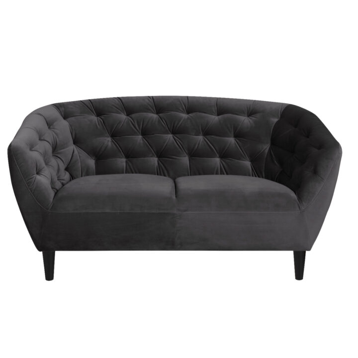 Diivan RIA 84x150xH78cm, 2-kohaline, kattematerjal: kangas, värvus: tumehall, jalad: kummipuu, värvus: must Diivanid ACTONA