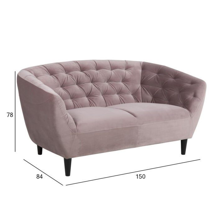Diivan RIA 84x150xH78cm, 2-kohaline, kattematerjal: kangas, värvus: vanaroosa, jalad: kummipuu, värvus: must Diivanid ACTONA