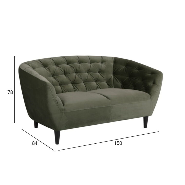 Diivan RIA 84x150xH78cm, 2-kohaline, kattematerjal: kangas, värvus: metsaroheline, jalad: kummipuu, värvus: must Diivanid ACTONA