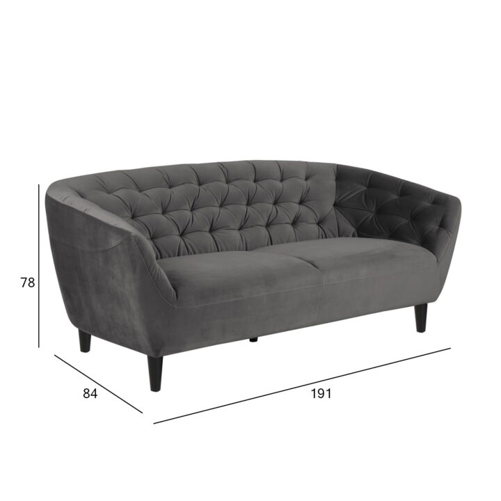 Diivan RIA 84x191xH78cm, 3-kohaline, kattematerjal: kangas, värvus: tumehall, jalad: kummipuu, värvus: must Diivanid ACTONA