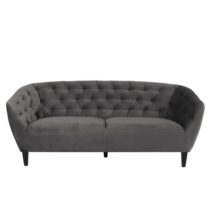 Diivan RIA 84x191xH78cm, 3-kohaline, kattematerjal: kangas, värvus: tumehall, jalad: kummipuu, värvus: must Diivanid ACTONA