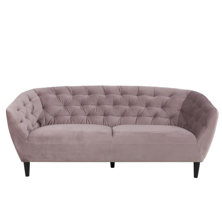 Diivan RIA 84x191xH78cm, 3-kohaline, kattematerjal: kangas, värvus: vanaroosa, jalad: kummipuu, värvus: must Diivanid ACTONA