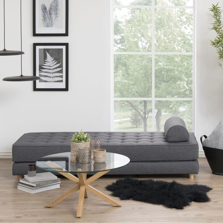 Diivanilaud HEAVEN D82xH40cm, lauaplaat: 10mm läbipaistev klaas, jalad: metall, värvus: tamm Diivanilauad ja abilauad ACTONA