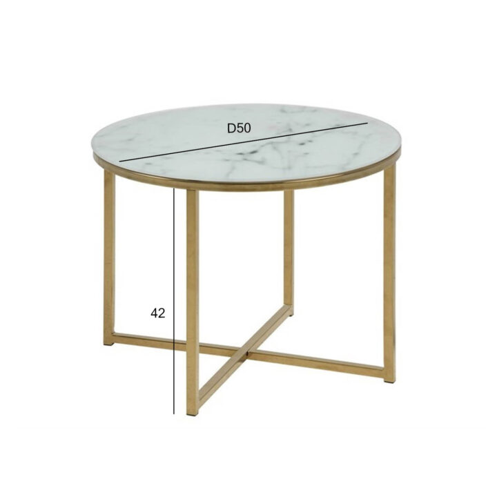Abilaud ALISMA D50xH42cm, valge marmor klaas/kuld, metall Abilauad ja serveerimislauad Abilauad ja serveerimislauad