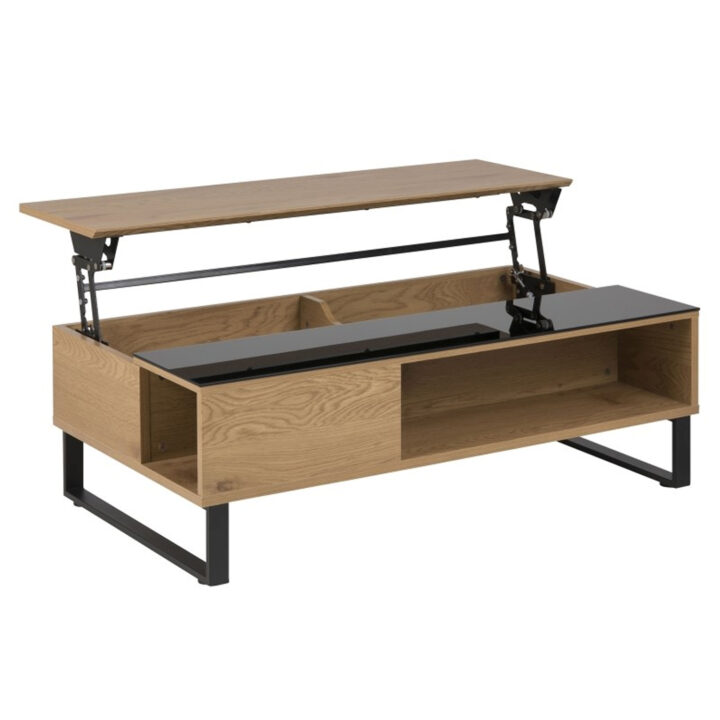 Diivanilaud AZALEA 110x60x35cm, lauaplaat: 5mm klaas/mööbliplaat, värvus: Sonoma tamm, jalg: kroomitud metall Diivanilauad ja abilauad ACTONA