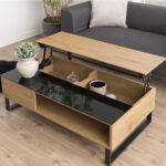 Diivanilaud AZALEA 110x60x35cm, lauaplaat: 5mm klaas/mööbliplaat, värvus: Sonoma tamm, jalg: kroomitud metall Diivanilauad ja abilauad ACTONA