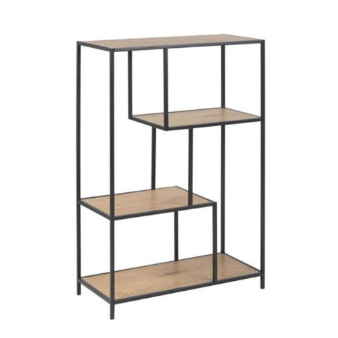 Riiul SEAFORD 77x35xH114cm, metsik tamm, mööbliplaat, metall Elutoamööbel ACTONA